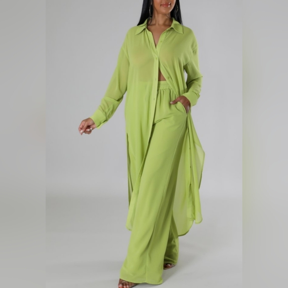 008.🔴  HIGH WAISTED WIDE LEG PANT SET - Picture 2 of 6